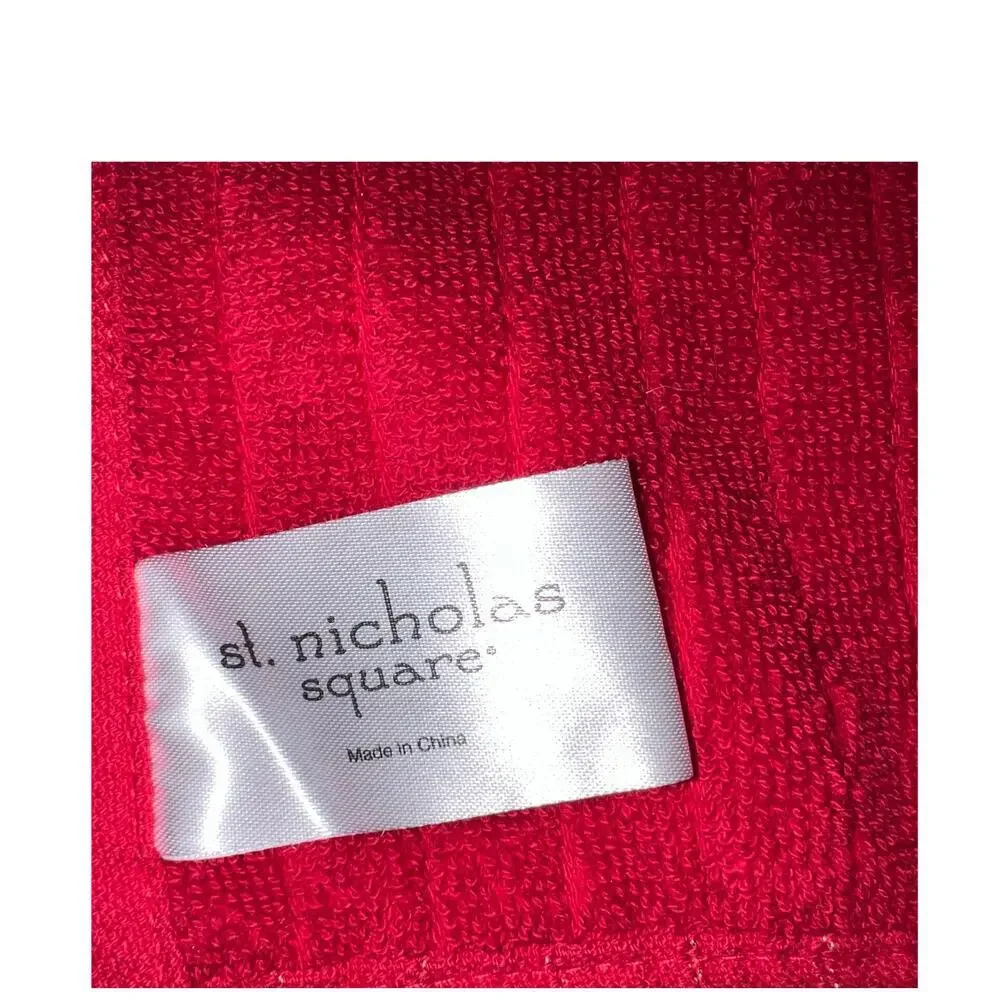 St.Nicholas‎ Square Red With Gold Metallic Stripe Embroidered Hand Towels